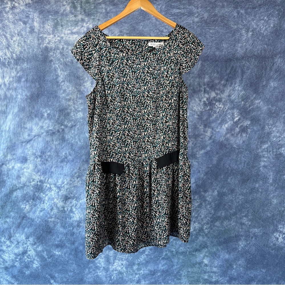 BCBGeneration Black w/ Multi-Color Spots Keyhole Back Dress Sz L